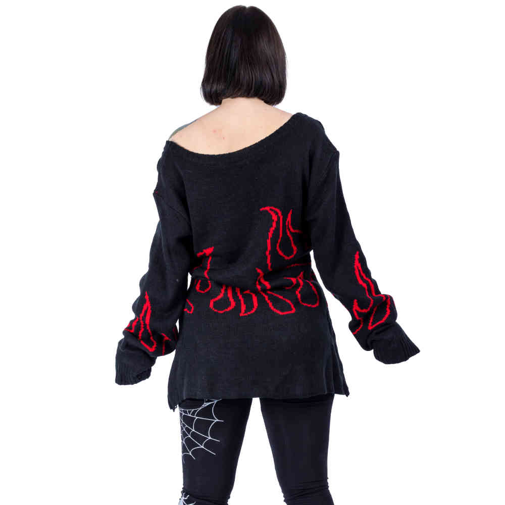 Heartless - Depths Of Hell Gebreide trui - Zwart/Rood
